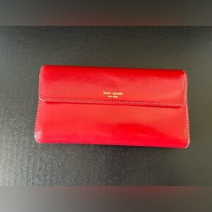 Kate Spade Red Leather Trifold Wallet